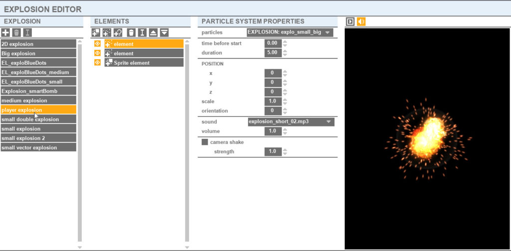 Explosion editor SHMUP Creator